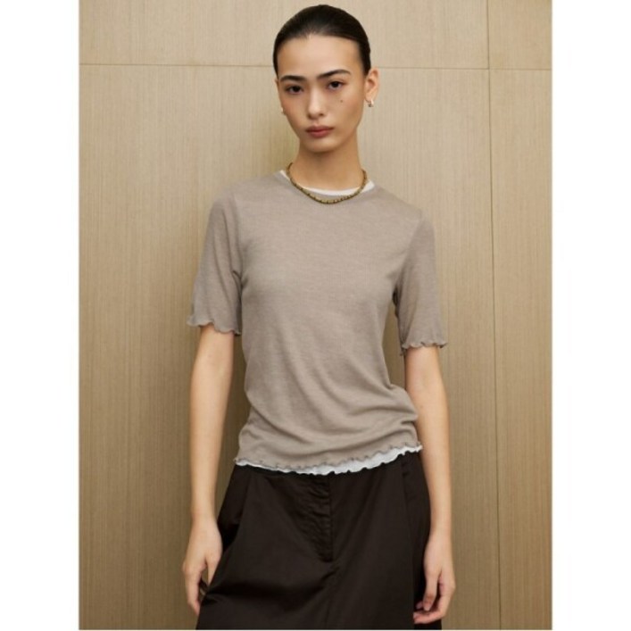 [에잇세컨즈] 레이어드 반소매 티셔츠 베이지 (115942BY1A)