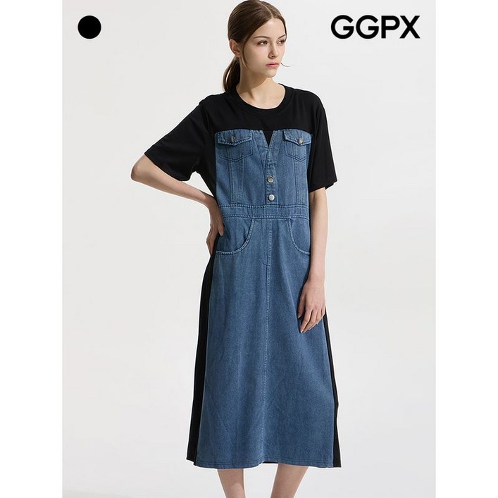 GGPX 데님 배색 포켓 원피스  GP7OP054F