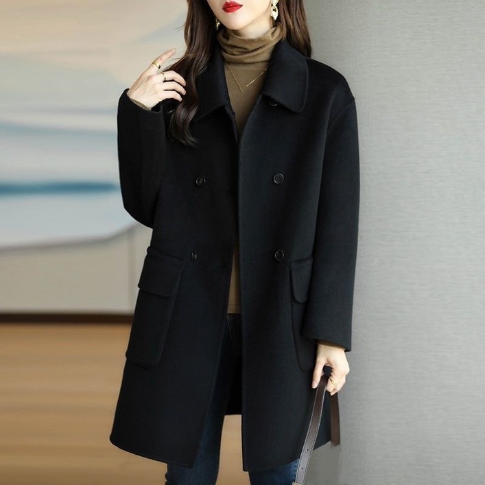 루스리더 여성 카라넥 베이직 모직 코트 M435