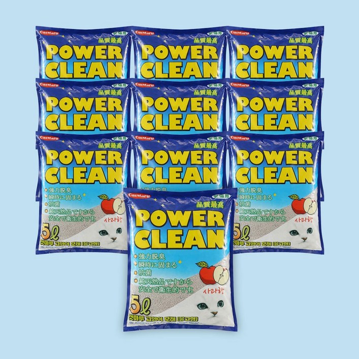 캣마루 파워크린 천연 벤토나이트 고양이모래 응고형, 5L, 10개, 사과향