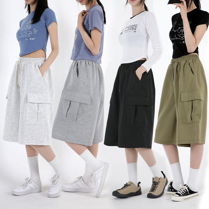 오버나인 여성 5부,7부 기장선택 버뮤다 카고 팬츠 반바지