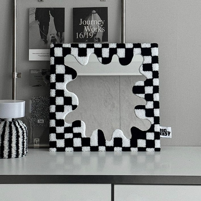 빅이지 터프팅 패브릭 디자인거울 인테리어 벽거울 벽면