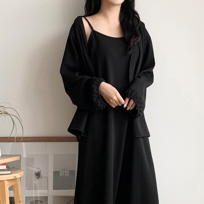 더한땀 빅사이즈 나시 원피스 가디건 세트 봄 여름 임부복