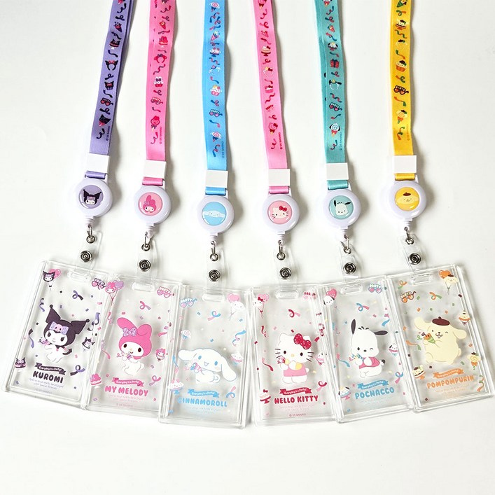 산리오 캐릭터즈 클리어 릴홀더 포카홀더 카드케이스 목걸이 교통카드 사원증 회원증 출입증 릴 네임택 스트랩