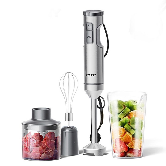 ROUNY 핸드블렌더 세트 스테인리스 푸드 믹서기 다기능 4in1, H1
