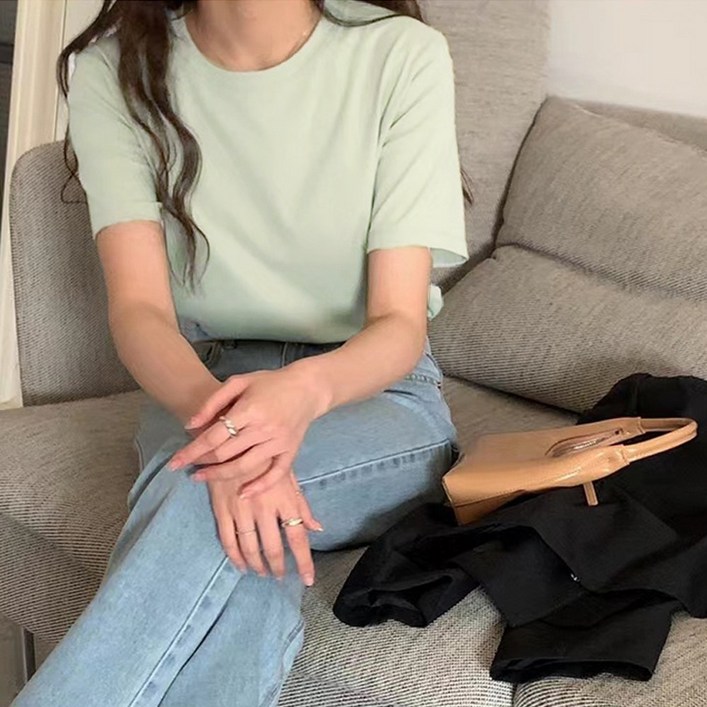 면100 20수 코튼 순면 라운드넥 남여공용 베이직 반팔 무지 면 티셔츠