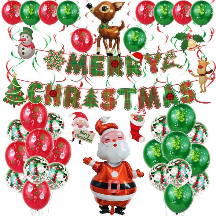 크리스마스 세트 풍선 가랜드 파티장식 소품 혼합풍선 트리 데코 홈파티용품 에브리띵스마일 1077, 1세트, 타입 3