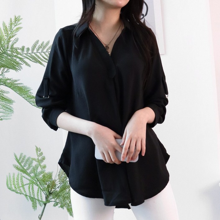 메리앤유 와이넥카라 롤업소매 캐쥬얼남방 블라우스 메리앤유 와이넥카라 롤업소매 캐쥬얼남방 블라우스