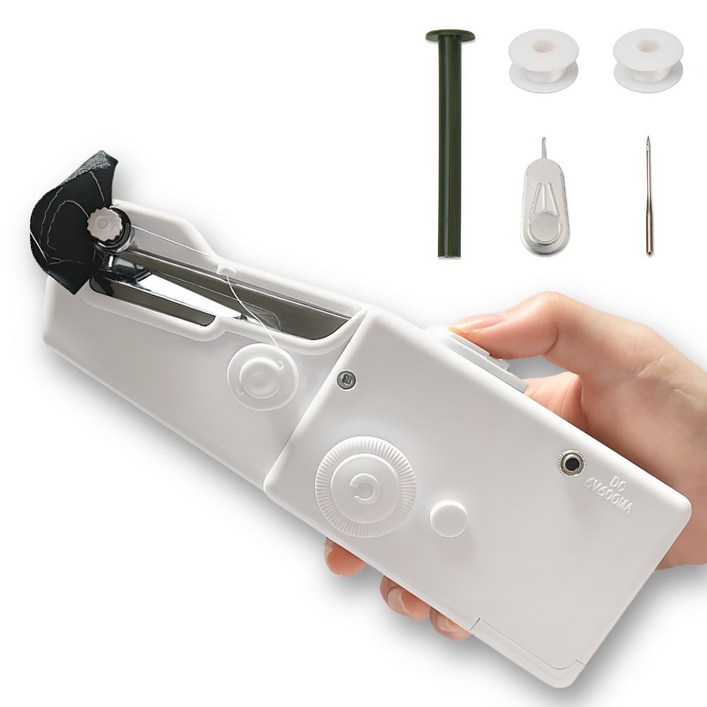 버니드업 가정용 미니 재봉틀 휴대용 간편한 옷수선, 매트화이트