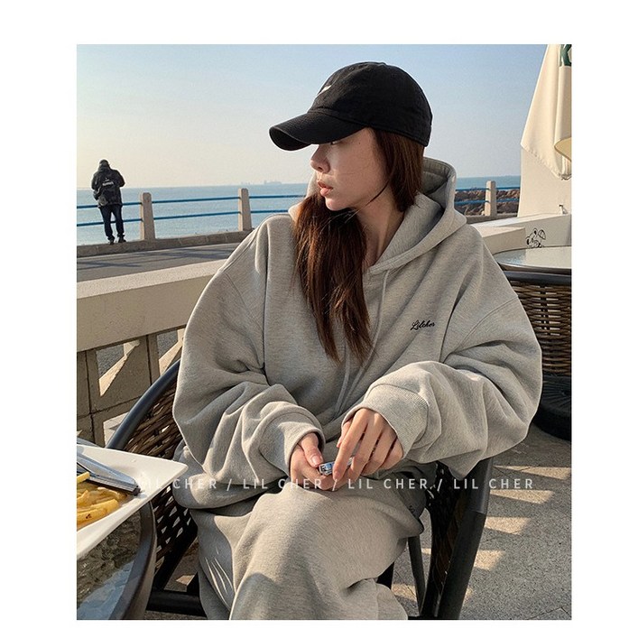 ANYOU 여성 티셔츠 루즈핏 포켓 기모 후드티 LM0030W ANYOU 여성 티셔츠 루즈핏 포켓 기모 후드티 LM0030W
