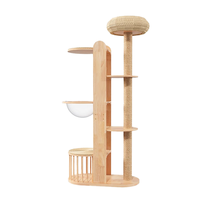 New World 호화 고양이 기어오르기 선반 인형 큰 고양이 우주선 대형 부지검마 고양이 둥지 고양이 나무 일체, 1개, 01 원목색