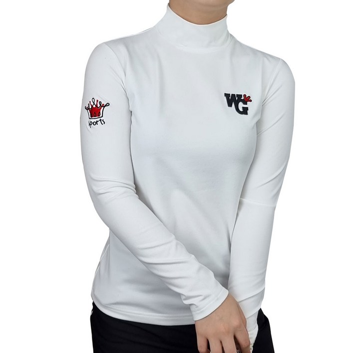 WG 왕관 골프 여성 가을 겨울 골프 웨어 기모 티셔츠