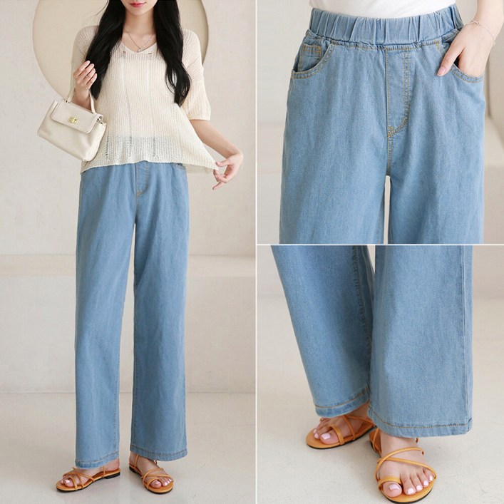 비비드글램 썸제이 와이드 밴딩 데님 MXL 여름 청바지 편안한 쿨