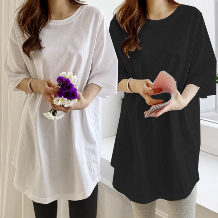 투율 여성 빅사이즈 긴팔 7부 레이어드 제리롱티 1p1p