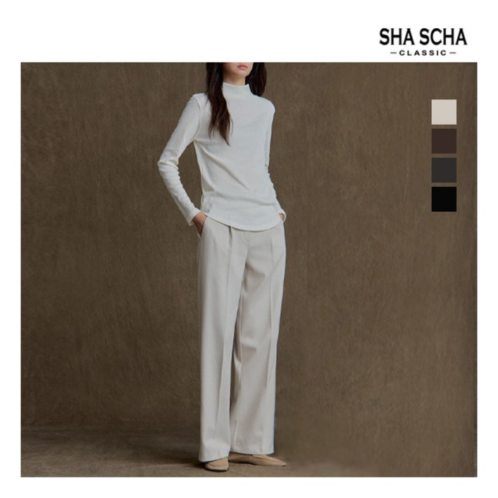 샤샤 홈쇼핑인기 헤링본 기모 세미와이드 팬츠 1종