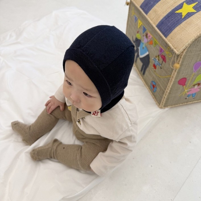 어텀31 아기 유아 만두핏 얇은 바라클라바 울 100 겨울 방한 니트 모자