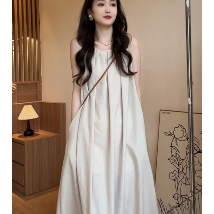 여름 신상 원피스 여성 고급스러운 통근원피스 미디 바캉스 비치원피스 루즈핏 민소매 쉬폰원피스 0413PL02