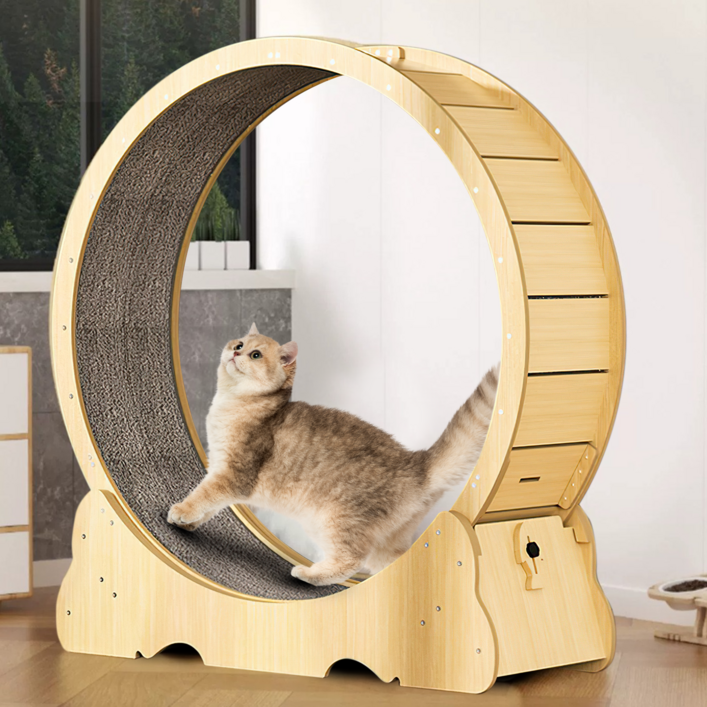 EVIO 저소음 캣휠 고양이스크래쳐 업그레이드 모델, 1개, 원목색