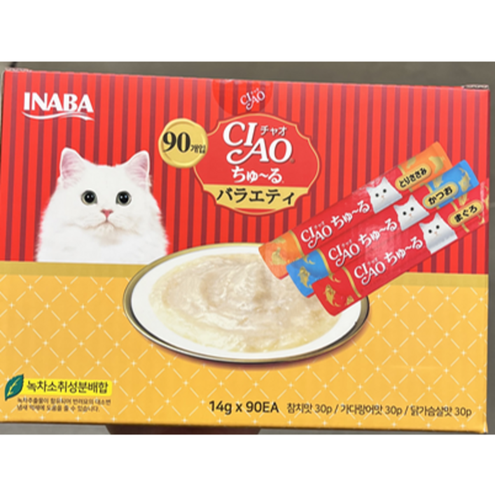 챠오츄르 대용량 90P 코스트코 고양이 츄르 간식 버라이어티 반려묘 차오추르 90P