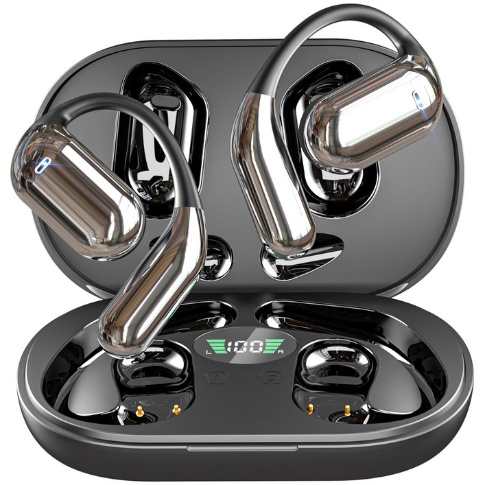 이어폰 5.4 이어폰, 무선 이어폰 Sport Over Earphones 내장 마이크, 이어폰 50H 재생 시간 이어폰 LED 디스플레이 충전 케이스, 방수 디자인, 달리기 피트니, Q16