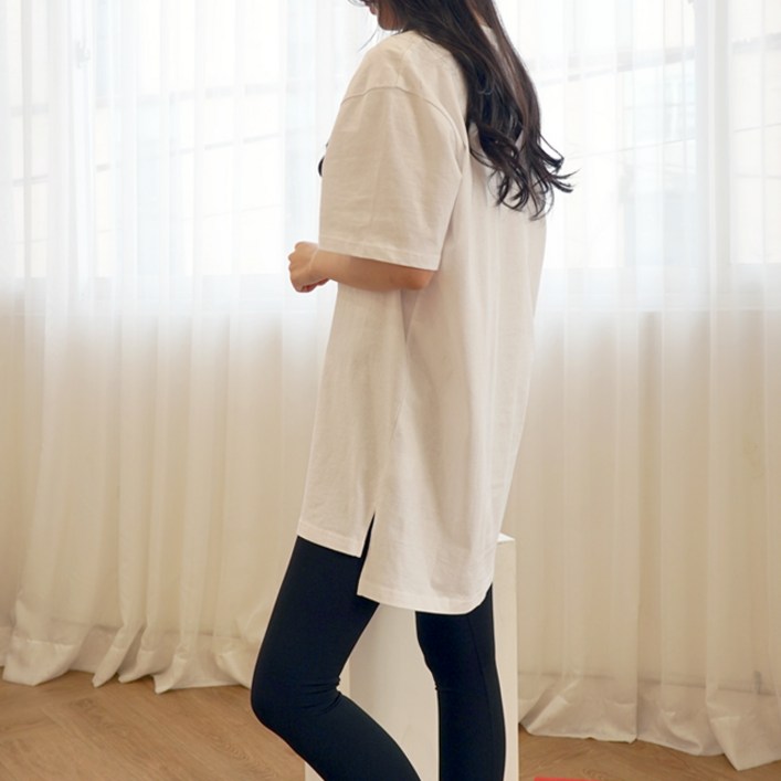 [큐티팝] 코튼100% 리얼 레이어드 반팔 롱 티셔츠 3종