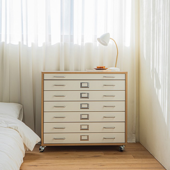 누크 크림화이트 4단 수납 서랍장 지류함 800, 크림화이트