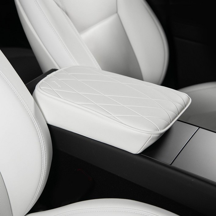 아임반 테슬라 모델 Y(Juniper) 모델 3 전용 콘솔쿠션 자동차 팔쿠션 팔걸이 쿠션, 1개, 화이트