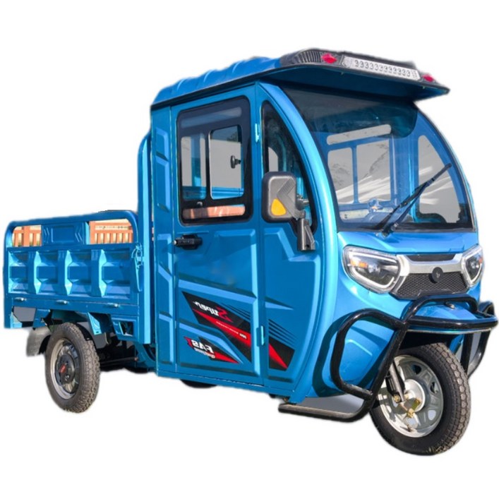 아트테크 전동스쿠터 시골 농촌 농업용 화물운반픽업 전동스쿠터 지붕형 캐노피 3륜 전기스쿠터 60V70A리튬 전동차 거래처 효도선물, 블루, 1.5m1.1m 60V50A리튬