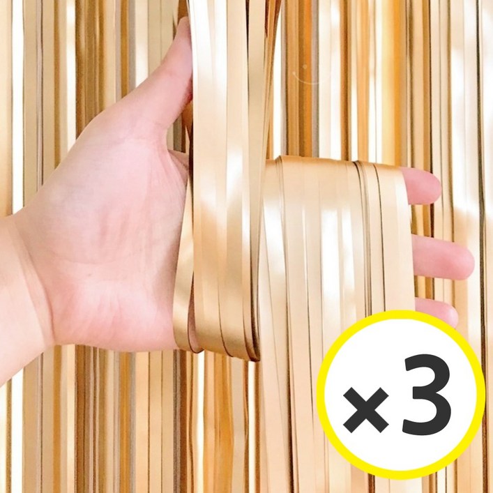 파티커튼 42colors 홀로그램새틴파스텔샤이니 은박수술 포토월 벽 배경 장식커튼 에브리띵스마일, 새틴 샴페인골드, 3개