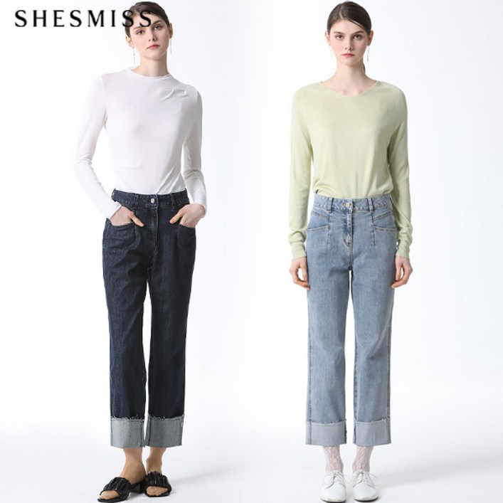 쉬즈미스 롤업 일자핏 데님 팬츠  택가격  178000원