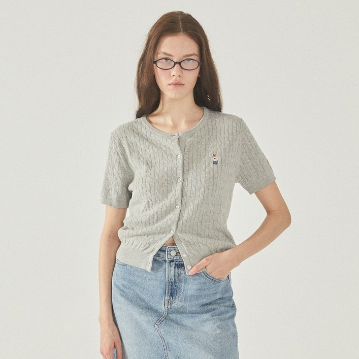 [후아유] 여성 스티브 썸머 꽈배기 니트  반팔 가디건 / WHCKF2541F