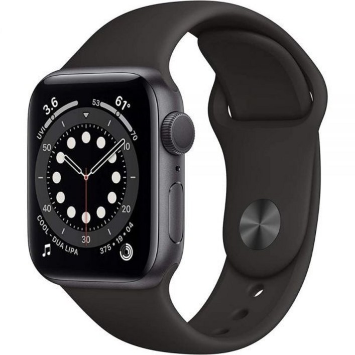 Apple Watch 시리즈 6(GPS + 셀룰러, 44mm) - 스페이스 그레이 알루미늄 케이스, 블랙 스포츠 밴드 포함 (갱신)