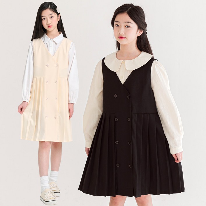 130155cm 초등학생 원피스 연주 콩클 여아 주니어 플리츠 정장 하객룩 원피스 미니로이 제리