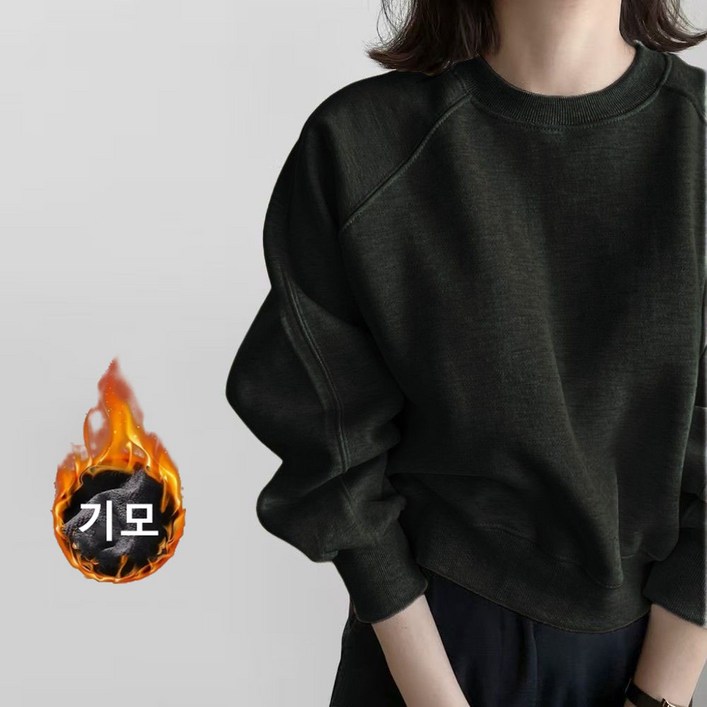 지고다그 여성 가을 겨울 면 라운드넥 오버사이즈 맨투맨 캐주얼 긴팔 티셔츠 MY0002