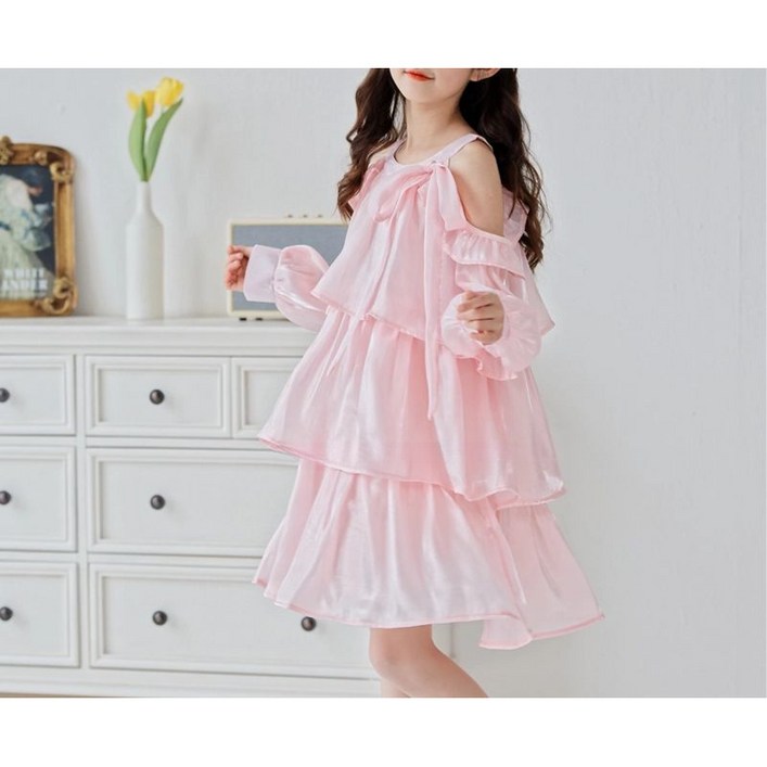 해피유통어린이 여름 공주 원피스 레이스 플로우 레이어드 디자인14세 이상 XG03