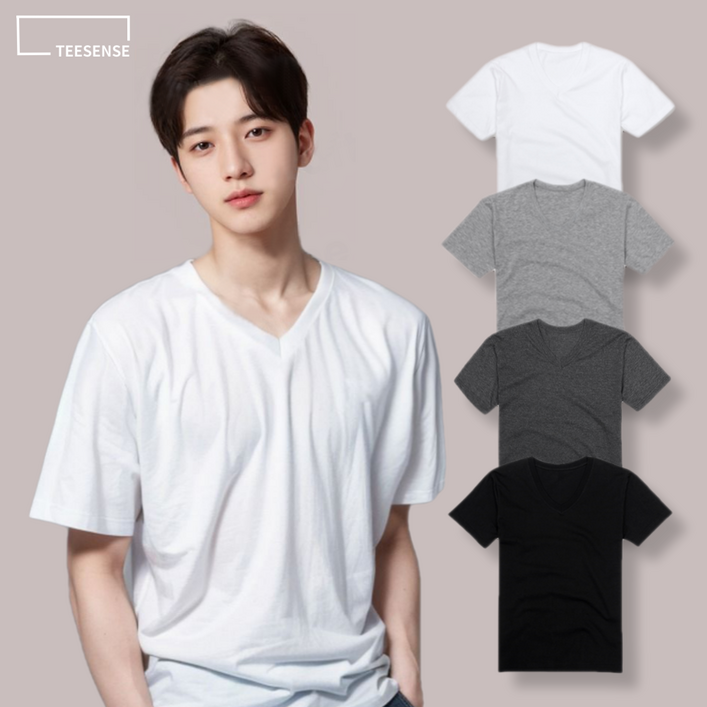 반팔 프리미엄  V넥 무지 브이넥 20수 도톰한면티 남여공용 S3XL 빅사이즈