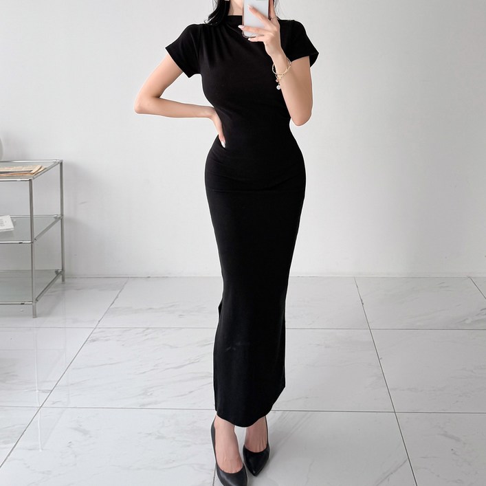 글램디브 호핀지 반목 셔링 트임 롱원피스 AB0260