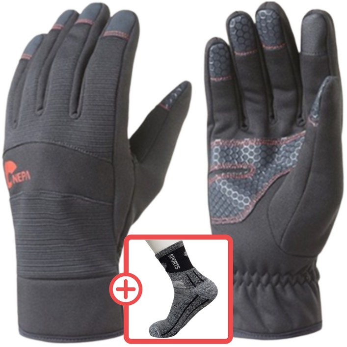 정품 보온 장갑 스마트폰 사용이 가능하고 미끄러움 방지 기능이 있습니다. + 도토링 등산양말 증정