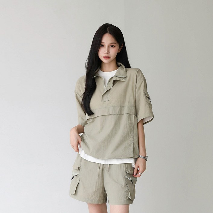 피핀 남녀공용 아노락 터틀넥 매쉬 카고 셋업 CSOs0111