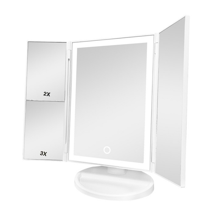 비욘드퍼니싱 접이식 LED 탁상거울 4in1, 1개, LED라인조명 접이식