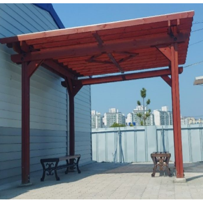 평파고라 3.6M*3.6M 정자 오두막 DIY 방부목 캐노피 쉼터 테라스 휴게실 그늘막 야외 파고라 비가림, 티크