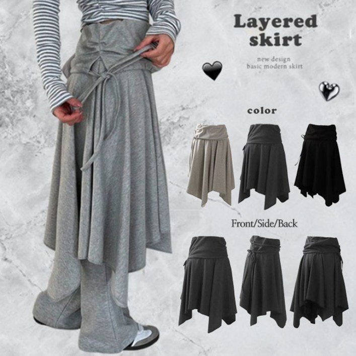 요즘인기 대세템 힙커버 레이어드 끝판왕 3color  뮤코언발리본미디플레어스커트JCT