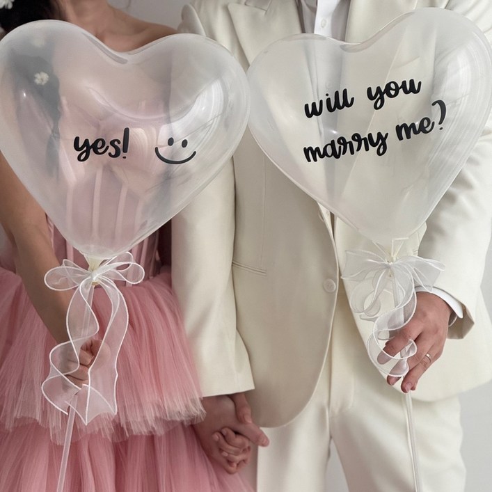 현재의태도 웨딩촬영 하트풍선 레터링세트 여분풍선 프로포즈 윌유메리미