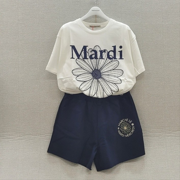 국내정품 마르디메크르디 T SHIRTSSHORTS SET WHITE NAVY 티셔츠 반바지 세트화이트 네이비