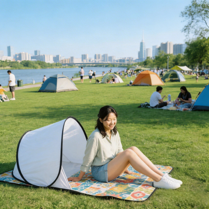 1인용 원터치 미니텐트 경량 휴대용 나들이 한강 텐트