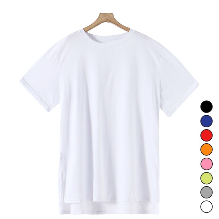 턴키 남녀공용 빅사이즈 레이어드 오버핏 롱 트임 반팔티 SP263