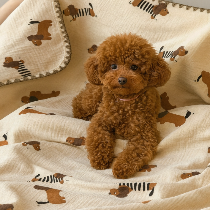 리치널스신 포근 반려동물 담요, 패턴 강아지 댕댕이이불, 1개, brown