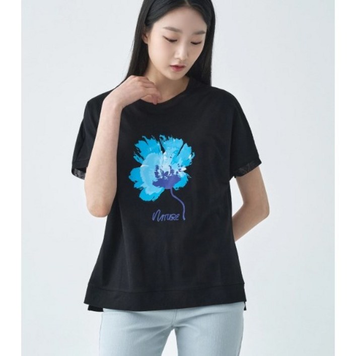 지센 뉴코아창원점 앞판플라워프린트티셔츠 ##부드럽고 시원한 재질,길이감 좋아 체형 보완되는제품
