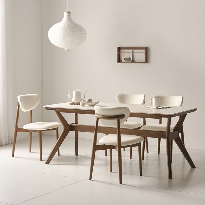 더끌림 모린 1800 포세린 세라믹 4인용 식탁+의자4 IKMR1B, (식탁) 단일 색상, 일반의자 4