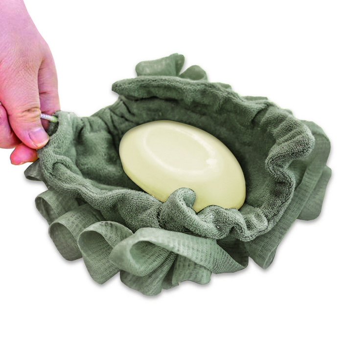 이몰리스 샤워볼과 비누 주머니를 한번에 플라워 비누거품망 샤워볼, 베이지2p